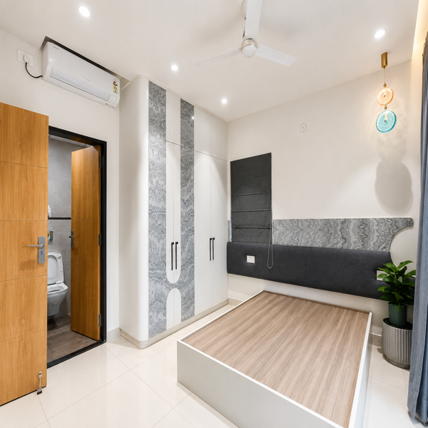 Modern bedroom, luxury bedroom, premium bedroom interior, contemporary bedroom, elegant bedroom design, stylish bedroom, master bedroom, modern bed, designer bed, upholstered headboard, beige headboard, wooden bed frame, modern wardrobe, built-in wardrobe, modular wardrobe, bedroom furniture, luxury apartment, premium home interior, residential interior, minimalist bedroom, sophisticated interior, aesthetic bedroom, neutral color palette, beige interior, white interior, wooden finish, wood texture, accent wall, wall paneling, decorative wall, full-length mirror, dressing mirror, bedside table, bedside lamp, modern lighting, LED ceiling lights, ceiling fan, ambient lighting, floor-to-ceiling curtains, green curtains, large window, balcony view, natural light, spacious bedroom, clean interior, contemporary home decor, luxury home decor, high-end interior, elegant home design, dream home, premium apartment bedroom.